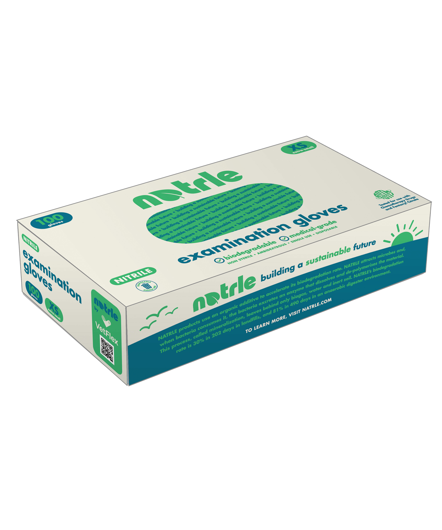 Biodegradable nitrile exam gloves by Natrle, eco-friendly medical gloves with EcoDegra technology