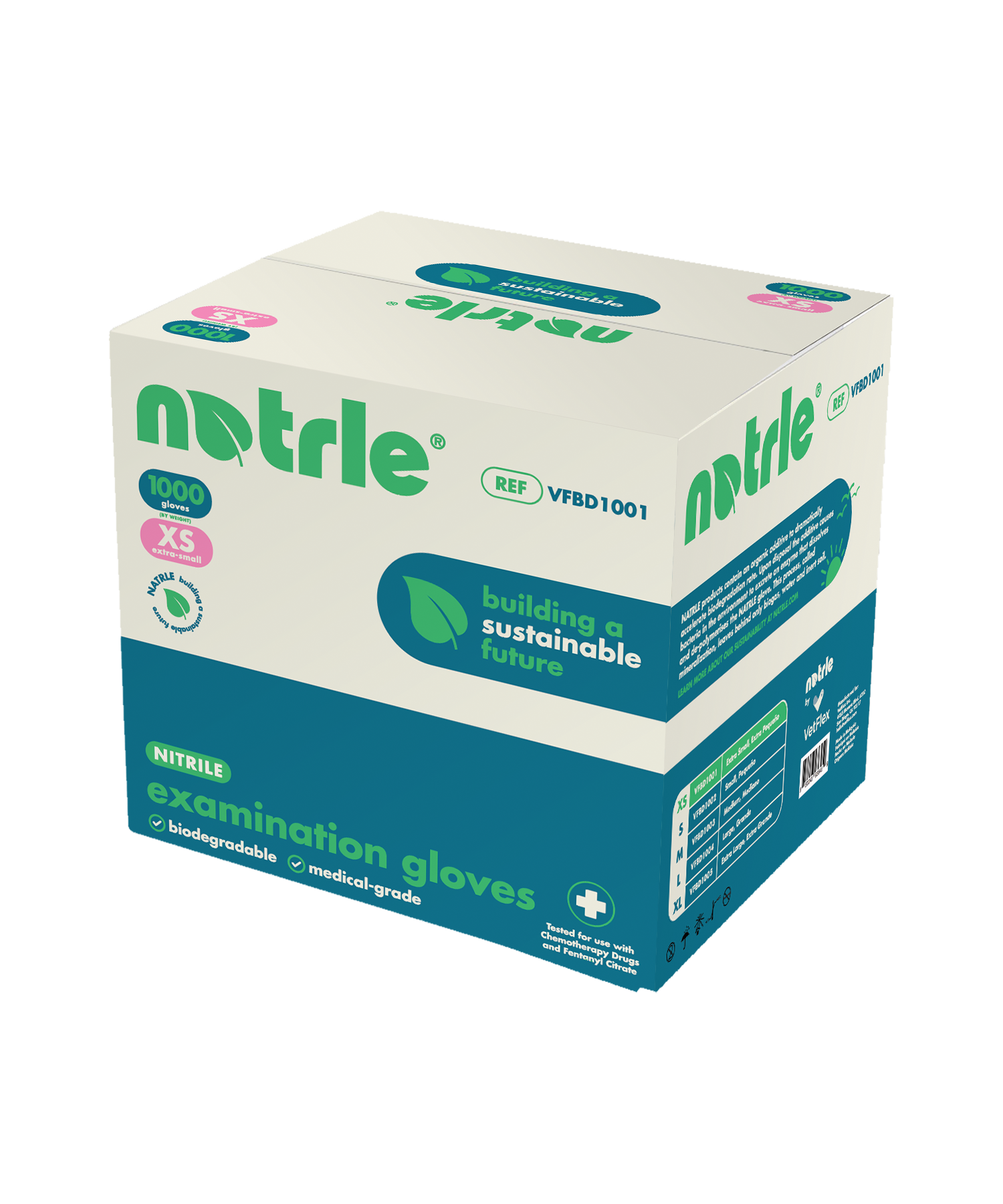 NATRLE™ Biodegradable Nitrile Exam Gloves | Case of 1000